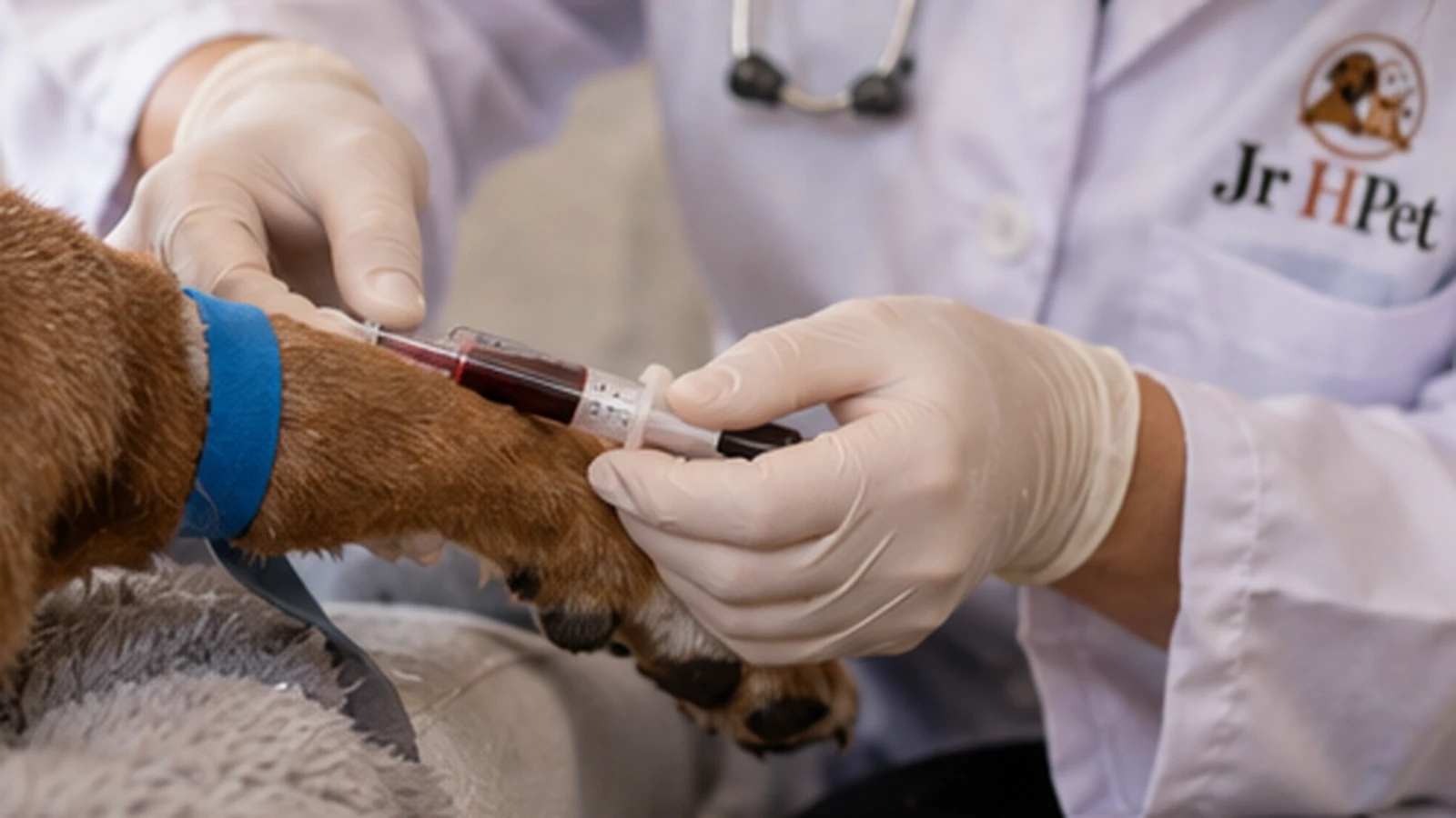 Coleta de exame veterinário realizada durante atendimento domiciliar
